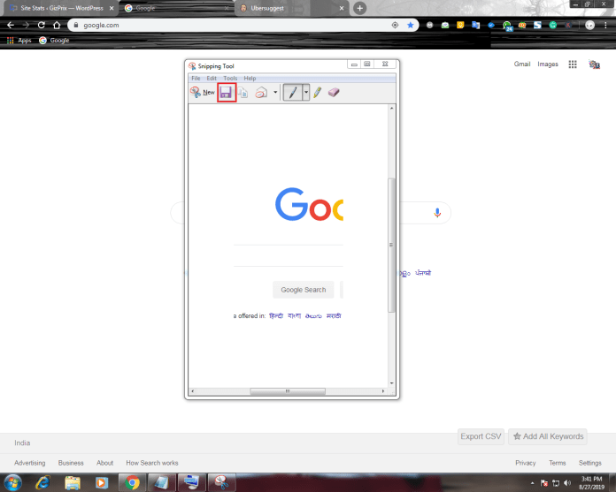 Saving Screenshot with snipping tool