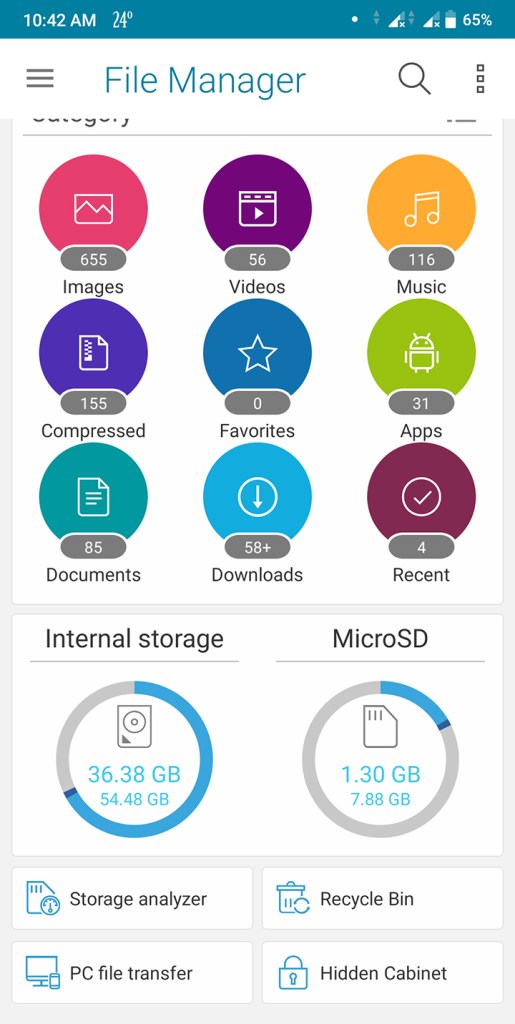 ASUS file manager interface