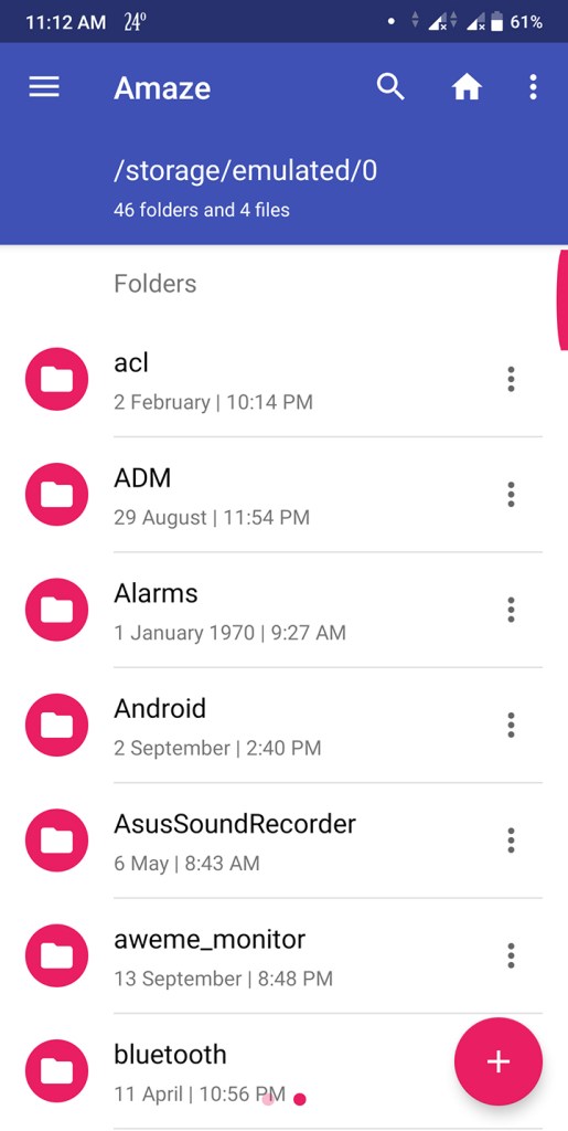 Userinterface of Amaze file manager