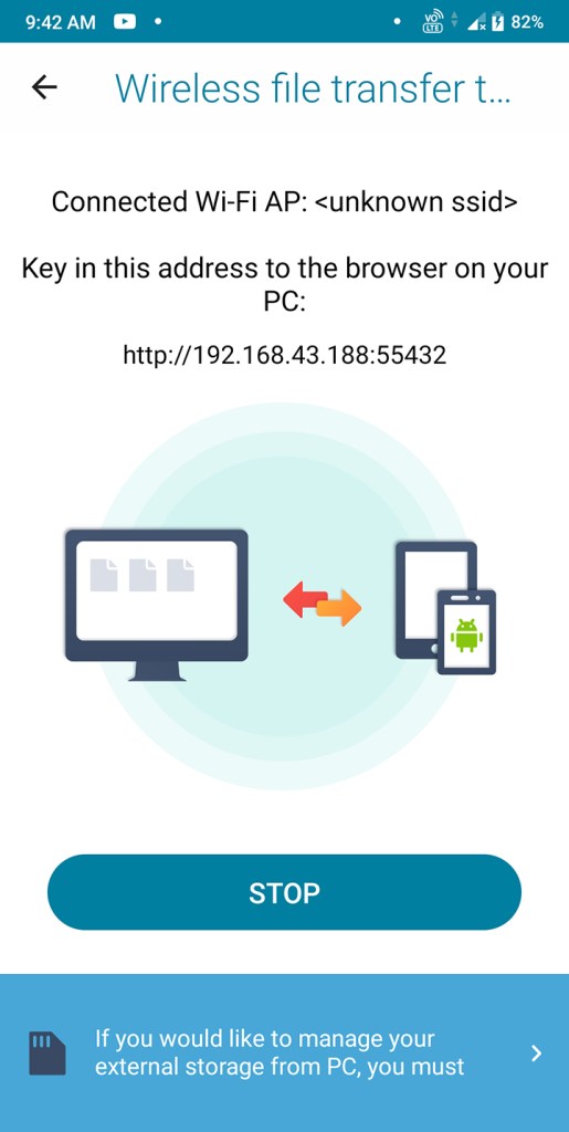 wireless file transfer to PC