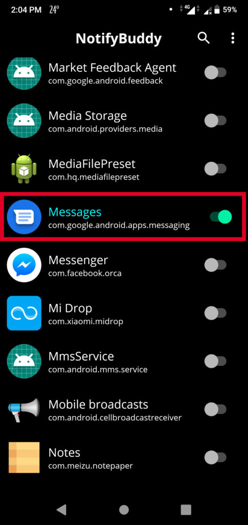 Messages in NotifyBuddy