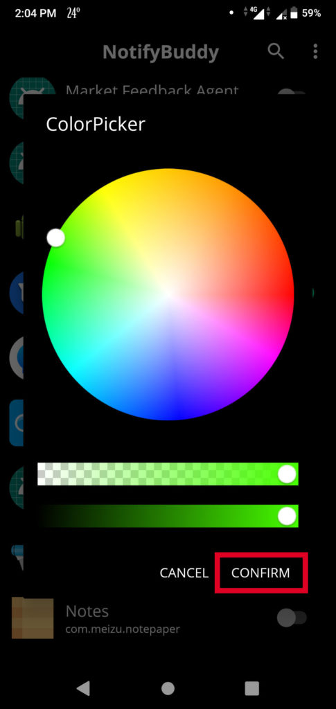 Colors in NotifyBuddy app