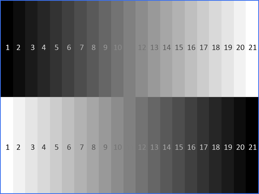 Grayscale value chart with numbers
