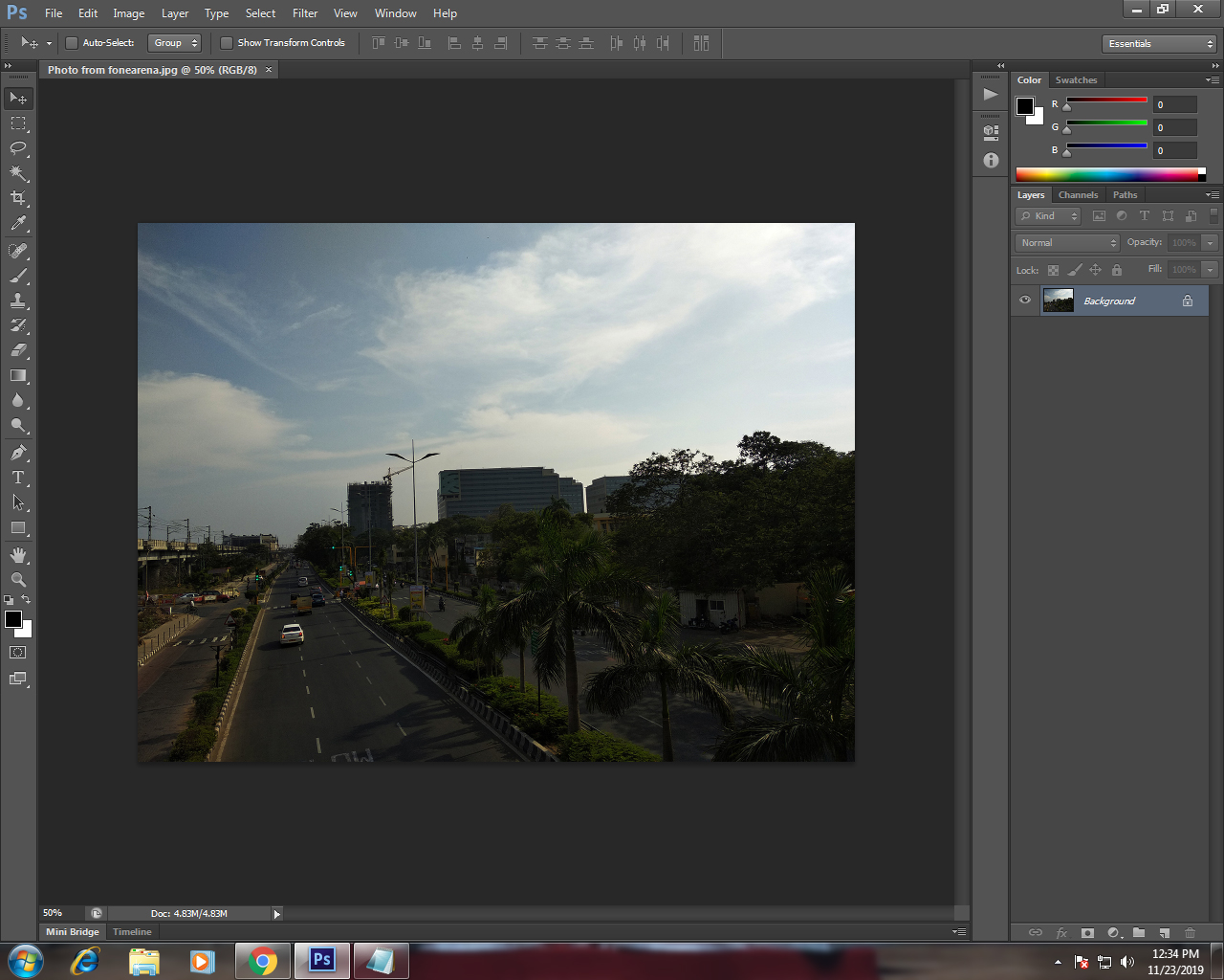 Opening photo in photoshop